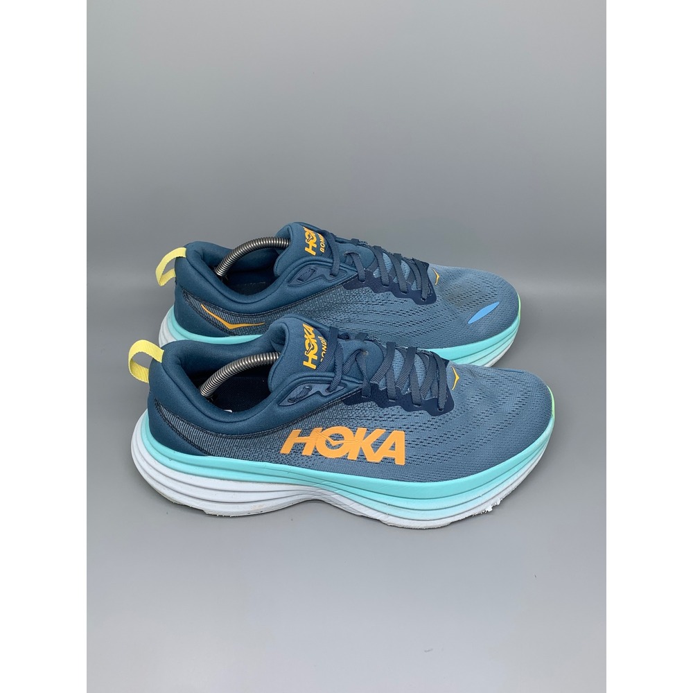 Hoka One Bondi‎ 8 Blue Orange Running Shoes Mens Sz 11.5
